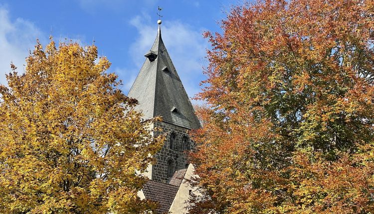 Kirche im Herbstlaub